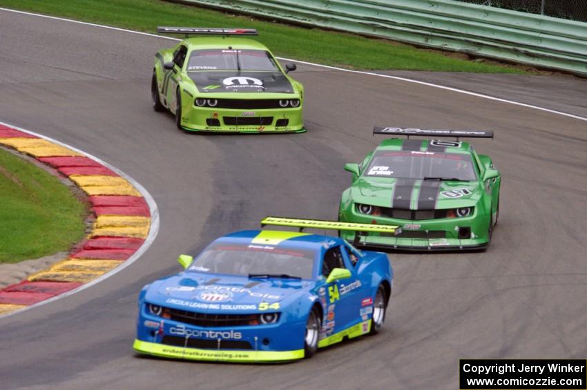 Tommy Archer's Chevy Camaro, Jordan Bernloehr's Chevy Camaro and Joe Stevens' Dodge Challenger