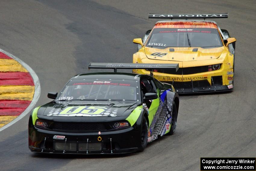 Steven Lustig's Ford Mustang and John Atwell's Chevy Camaro