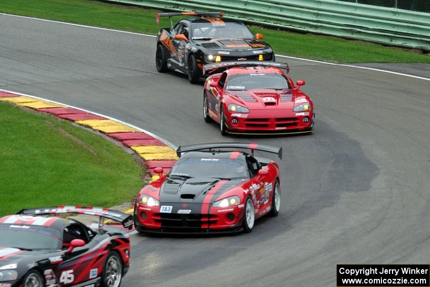 Cindi Lux's Dodge Viper, Lee Saunders' Dodge Viper, Steve Streimer's Dodge Viper and Ernie Francis, Jr.'s Chevy Camaro