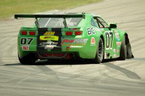 Jordan Bernloehr's Chevy Camaro rests on the track after colliding with Justin Haley.