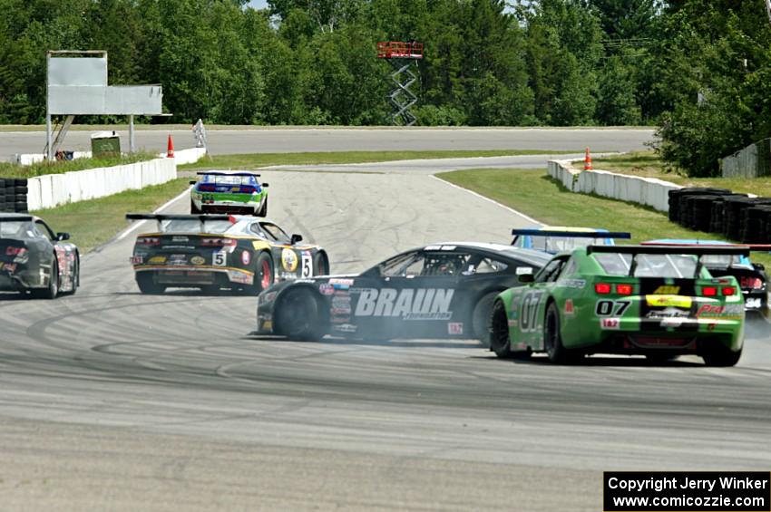 Jordan Bernloehr's Chevy Camaro collides with Justin Haley's Ford Mustang