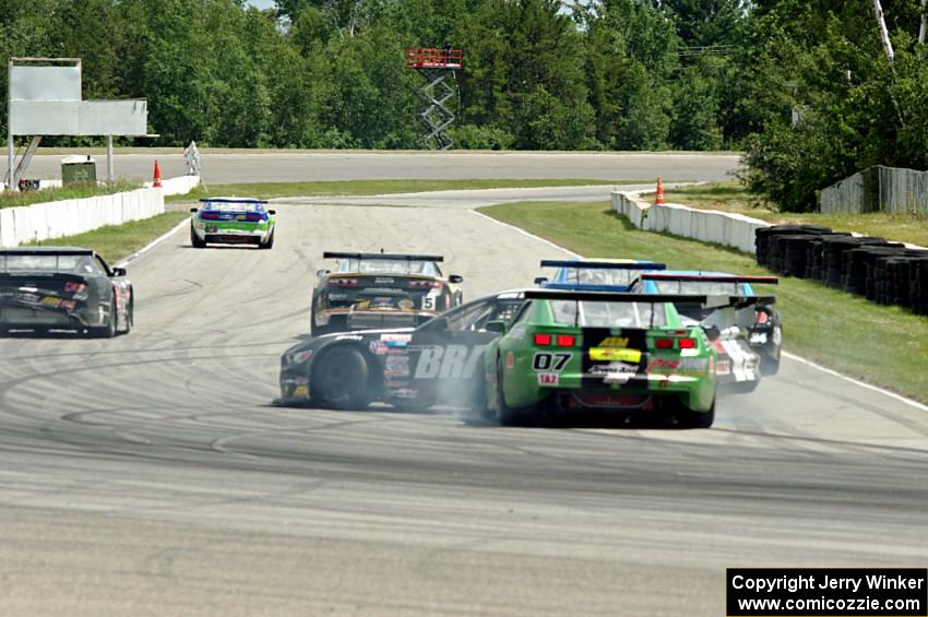 Jordan Bernloehr's Chevy Camaro collides with Justin Haley's Ford Mustang