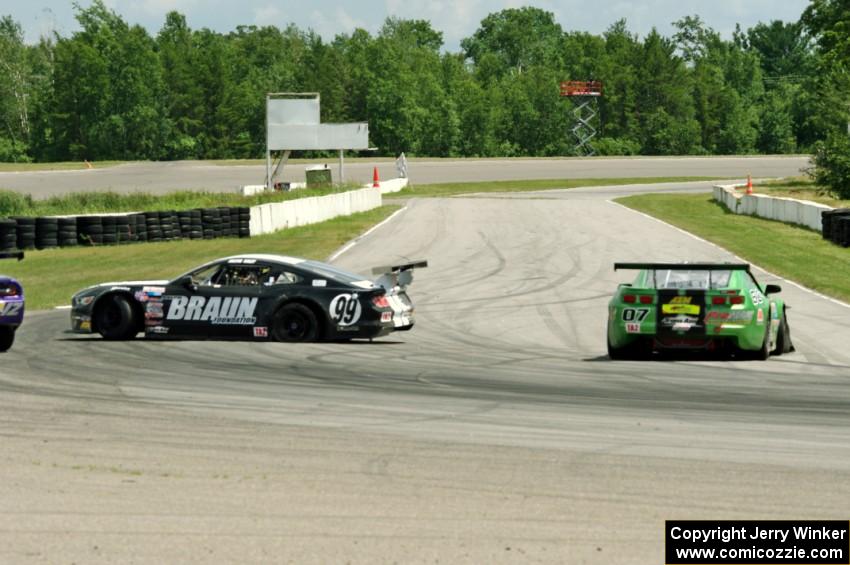 Justin Haley's Ford Mustang and Jordan Bernloehr's Chevy Camaro