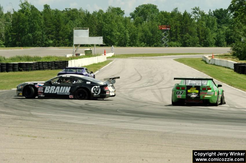 Justin Haley's Ford Mustang and Jordan Bernloehr's Chevy Camaro