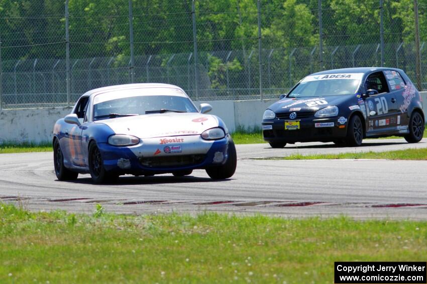 Philip Heald's Spec Miata Mazda Miata and Tom Daly's T4 VW Rabbit