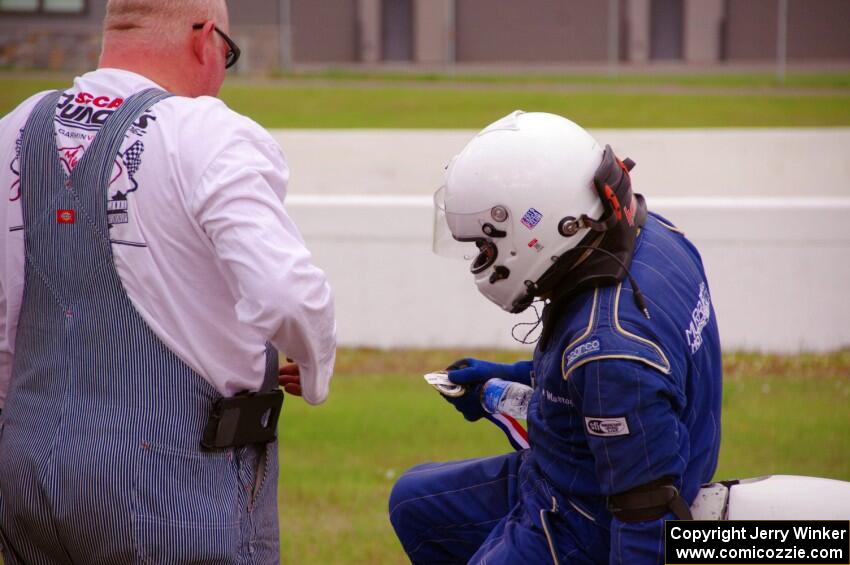 Alan Murray climbs from his Swift DB-1 Formula F.