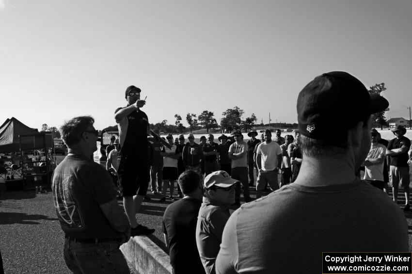 Sunday morning's drivers meeting.