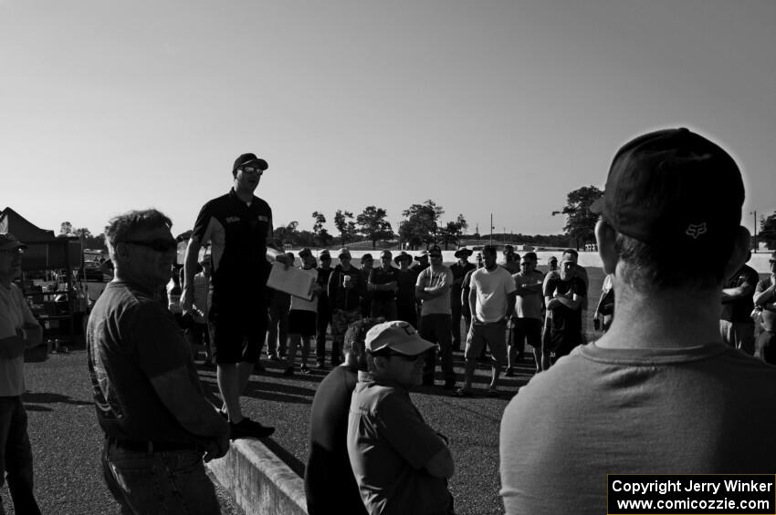 Sunday morning's drivers meeting.