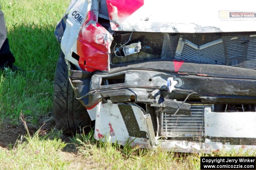 Virtually Worthless VW Golf had its day end after hitting the inside wall exiting turn 3.