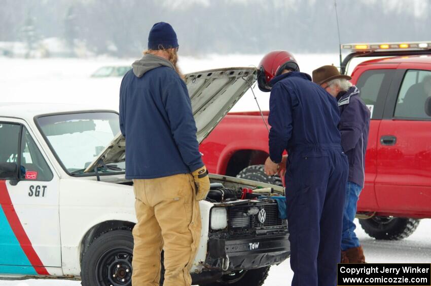 Brad Johnson's VW Rabbit in the pits.