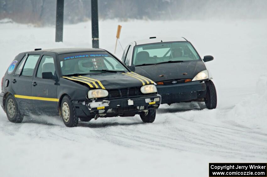 Mark Olson's VW Golf and Matt Coatsworth / Don Coatsworth Ford Focus ZX3