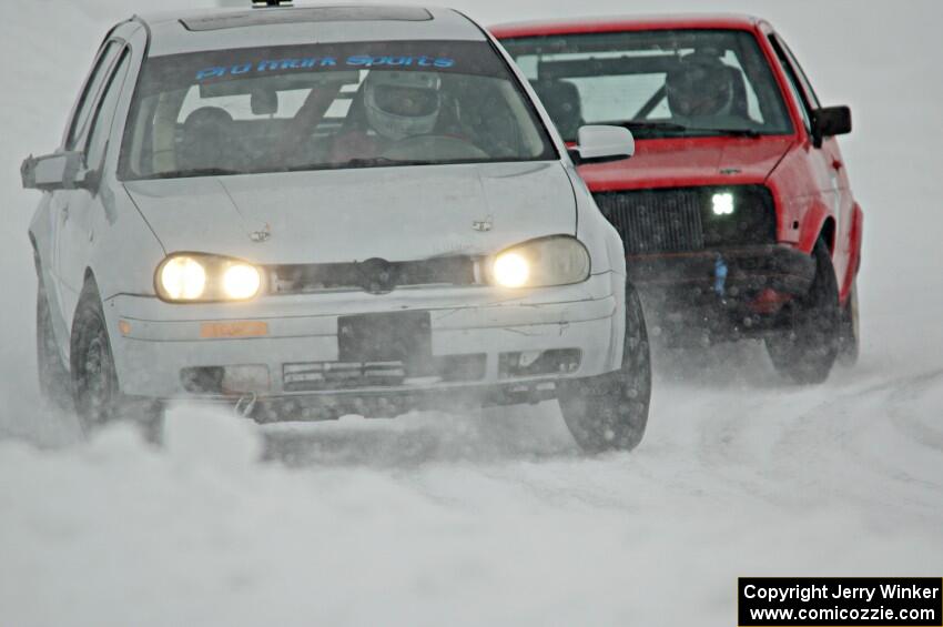 John Kochevar's VW Golf and Mark Knepper's VW GTI