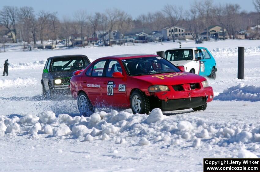 Pete Weber / Ian Forte Nissan Sentra Spec V, Matt Dryden's VW Rabbit and Brad Johnson's VW Rabbit