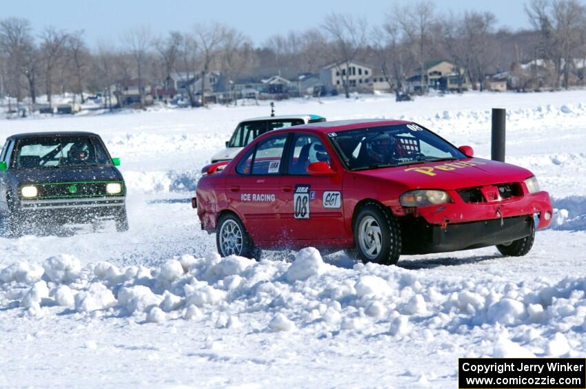 Pete Weber / Ian Forte Nissan Sentra Spec V, Matt Dryden's VW Rabbit and Brad Johnson's VW Rabbit