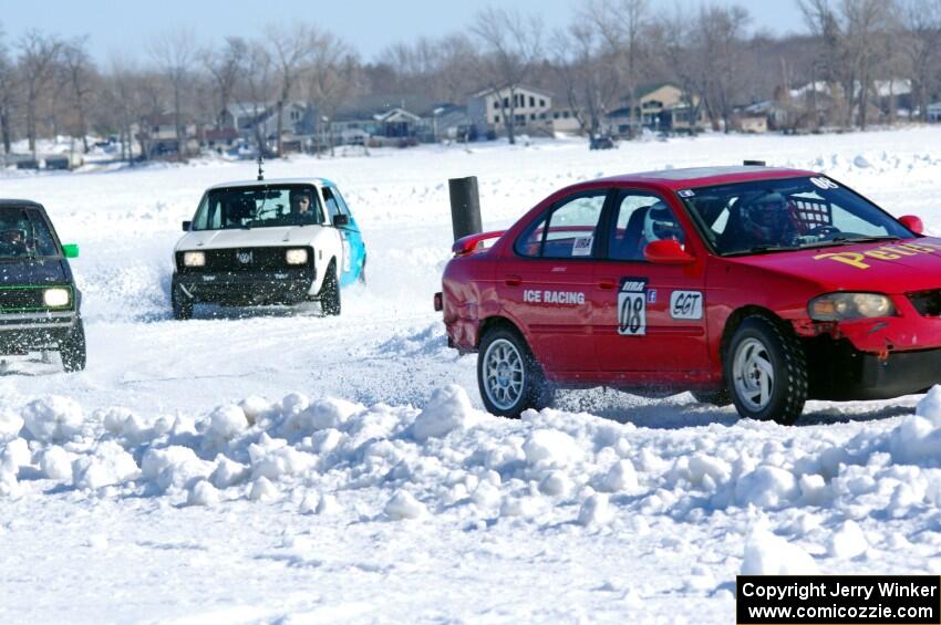 Pete Weber / Ian Forte Nissan Sentra Spec V, Matt Dryden's VW Rabbit and Brad Johnson's VW Rabbit