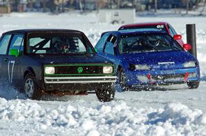 Matt Dryden's VW Rabbit and Frank Giegler / Mark Utecht Honda Civic