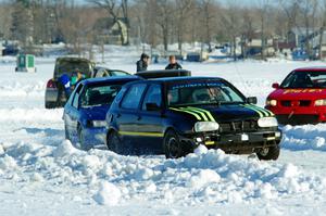 Mark Olson's VW Golf, Frank Giegler / Mark Utecht Honda Civic and Pete Weber / Ian Forte Nissan Sentra Spec V