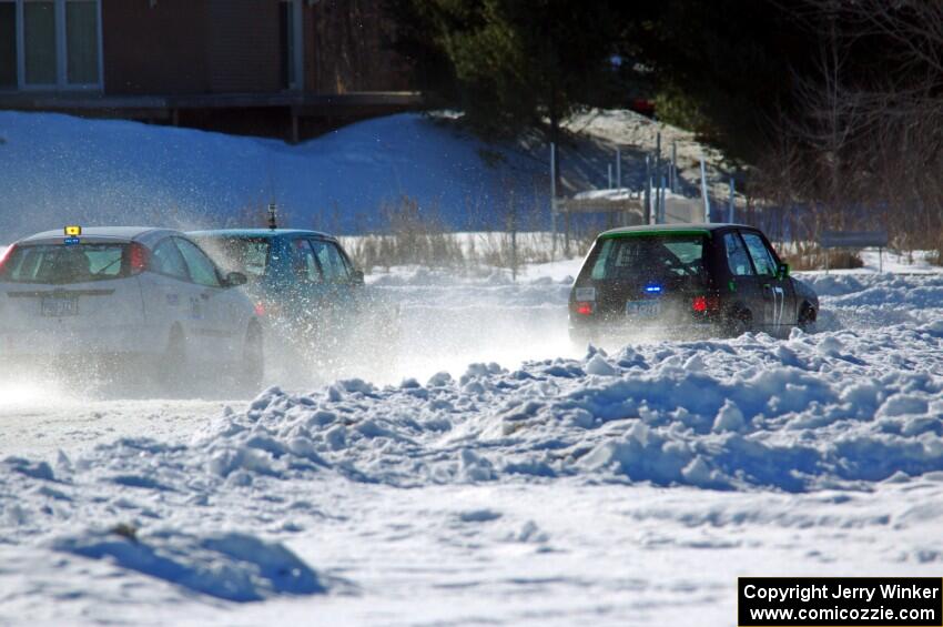 Matt Dryden's VW Rabbit, Brad Johnson's VW Rabbit and Matt Coatsworth / Don Coatsworth Ford Focus ZX3