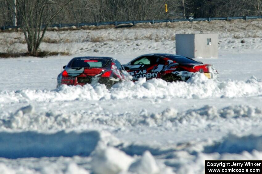 The Texas Drift Academy's Nissan 350Zs race on their own test track.