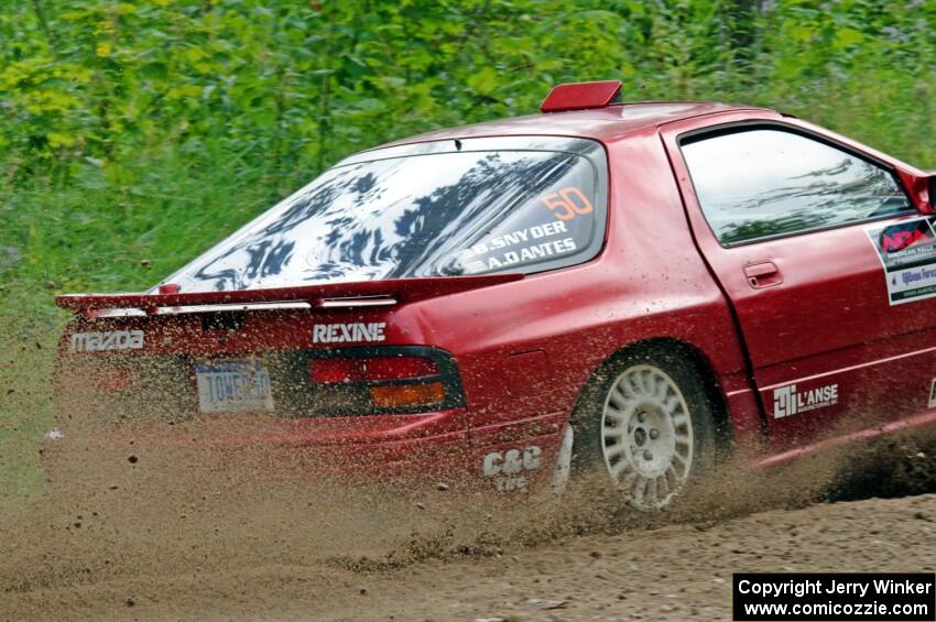 Al Dantes, Jr. / Brandon Snyder Mazda RX-7 Turbo at a sharp left on SS3, Steamboat I.