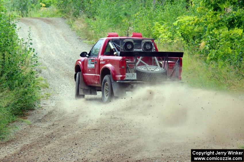 Jim Cox / Scott Parrott Chevy S-10 at a sharp left on SS3, Steamboat I.