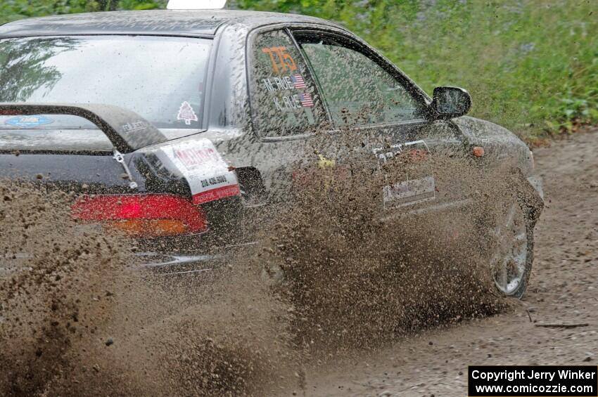 Kristian Rue / Mark Rue Subaru Impreza 2.5RS at a sharp left on SS3, Steamboat I.