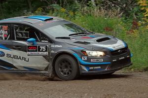 David Higgins / Craig Drew Subaru WRX STi at a sharp left on SS6, Steamboat II.