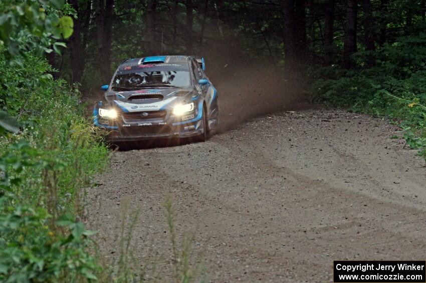 David Higgins / Craig Drew Subaru WRX STi at a sharp left on SS6, Steamboat II.