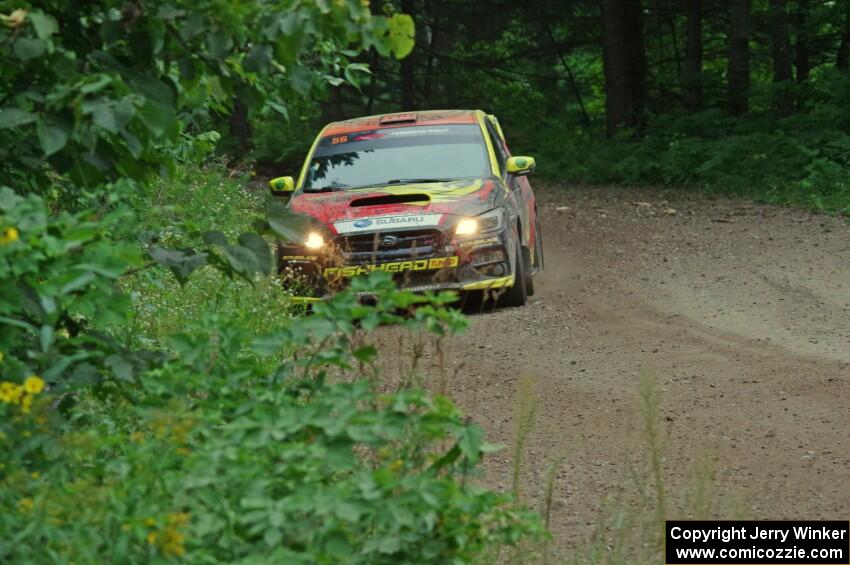 Jeff Seehorn / Karen Jankowski Subaru WRX STi at a sharp left on SS6, Steamboat II.