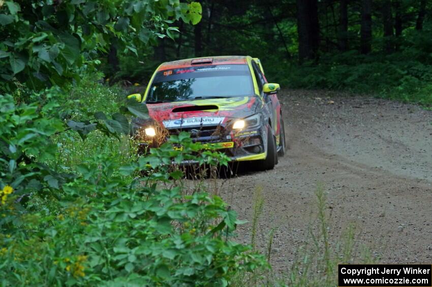 Jeff Seehorn / Karen Jankowski Subaru WRX STi at a sharp left on SS6, Steamboat II.