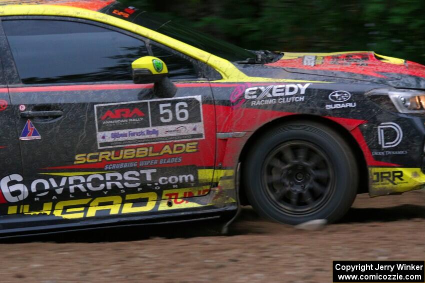 Jeff Seehorn / Karen Jankowski Subaru WRX STi at a sharp left on SS6, Steamboat II.