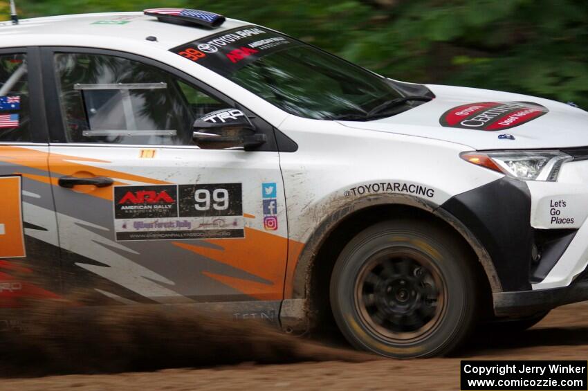 Ryan Millen / Rhianon Gelsomino Toyota RAV4 SE at a sharp left on SS6, Steamboat II.