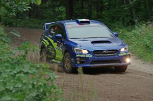 Nicholas Spencer / David Ma Subaru WRX STi at a sharp left on SS6, Steamboat II.