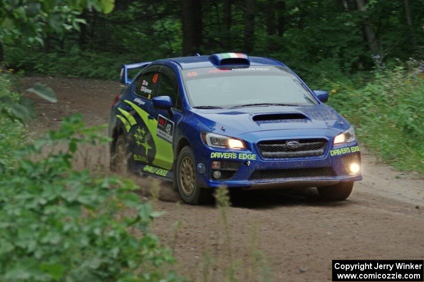 Nicholas Spencer / David Ma Subaru WRX STi at a sharp left on SS6, Steamboat II.