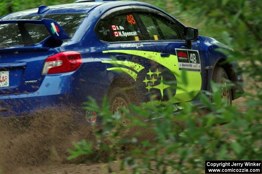 Nicholas Spencer / David Ma Subaru WRX STi at a sharp left on SS6, Steamboat II.