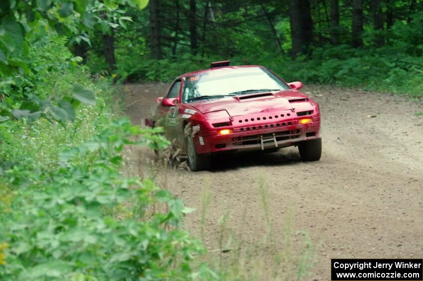 Al Dantes, Jr. / Brandon Snyder Mazda RX-7 Turbo at a sharp left on SS6, Steamboat II.