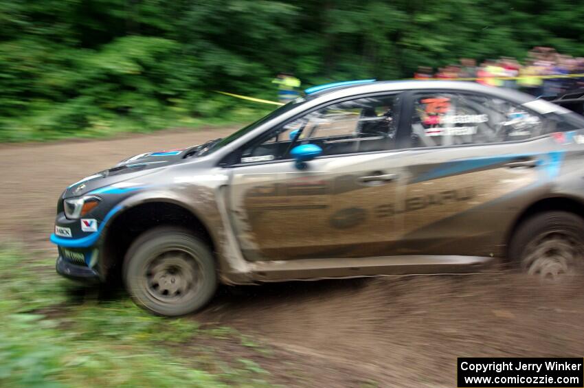 David Higgins / Craig Drew Subaru WRX STi comes through the VIP spectator corner on SS8, Perkins Road.