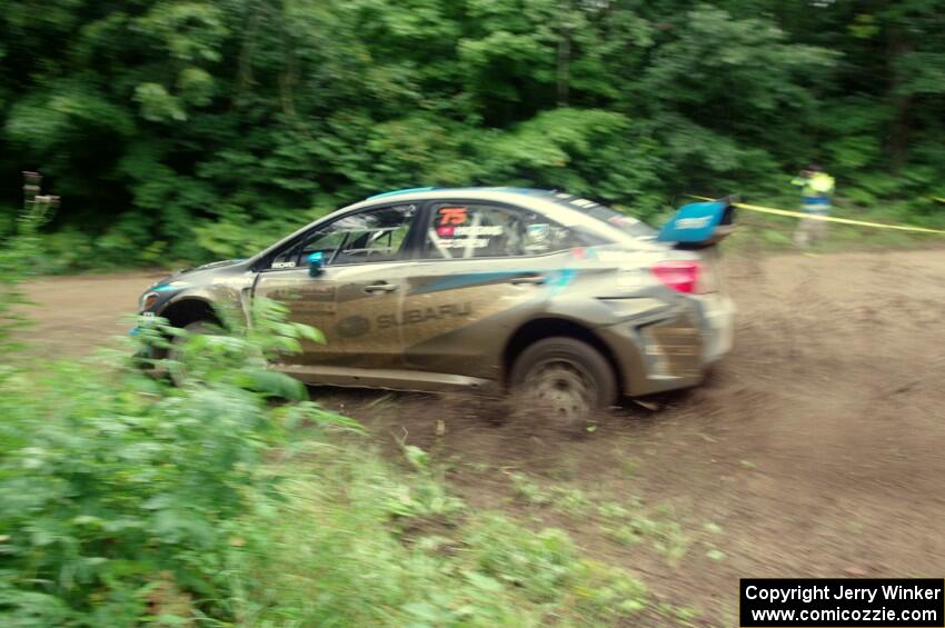 David Higgins / Craig Drew Subaru WRX STi comes through the VIP spectator corner on SS8, Perkins Road.