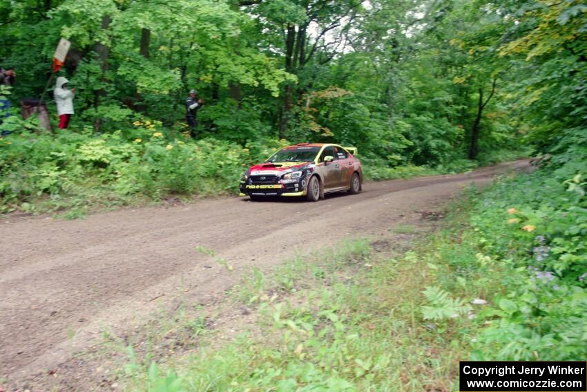 Jeff Seehorn / Karen Jankowski Subaru WRX STi comes into the VIP spectator corner on SS8, Perkins Road.