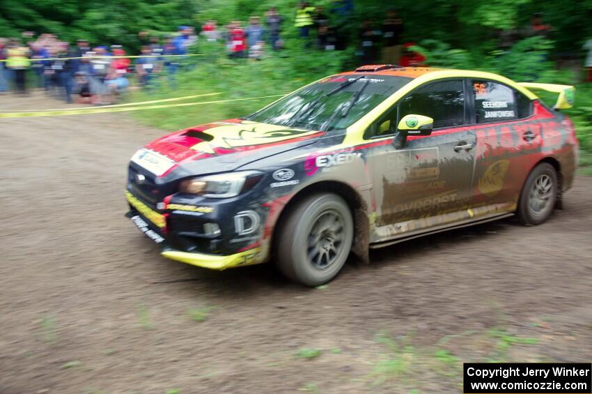 Jeff Seehorn / Karen Jankowski Subaru WRX STi comes through the VIP spectator corner on SS8, Perkins Road.