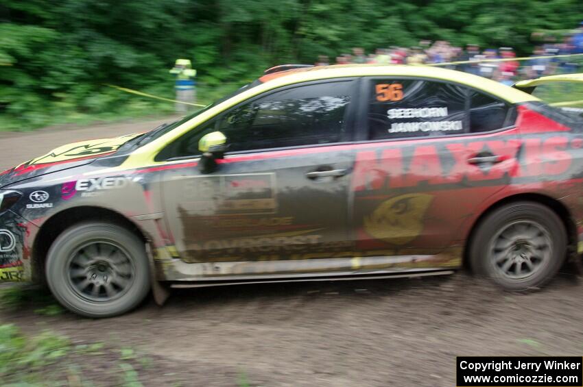 Jeff Seehorn / Karen Jankowski Subaru WRX STi comes through the VIP spectator corner on SS8, Perkins Road.