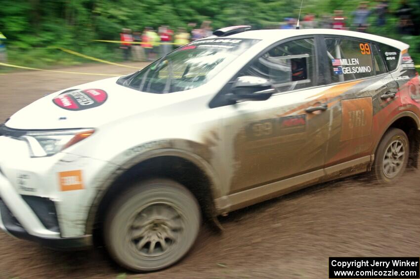 Ryan Millen / Rhianon Gelsomino Toyota RAV4 SE comes through the VIP spectator corner on SS8, Perkins Road.