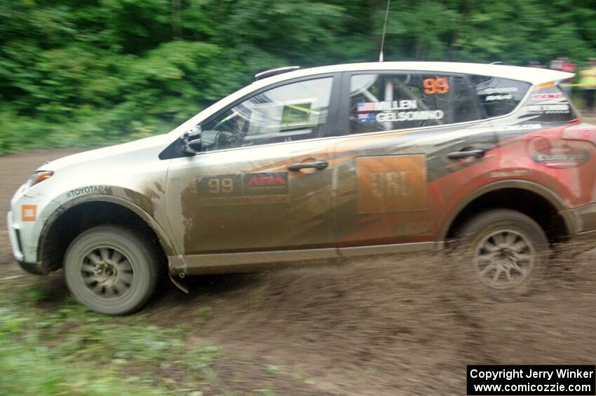 Ryan Millen / Rhianon Gelsomino Toyota RAV4 SE comes through the VIP spectator corner on SS8, Perkins Road.