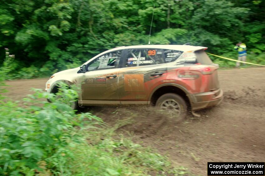 Ryan Millen / Rhianon Gelsomino Toyota RAV4 SE comes through the VIP spectator corner on SS8, Perkins Road.