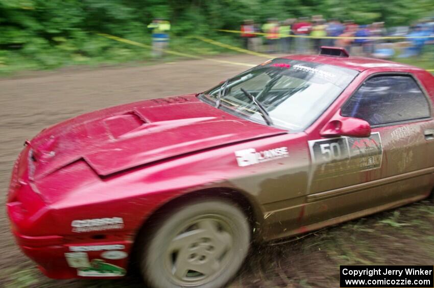 Al Dantes, Jr. / Brandon Snyder Mazda RX-7 Turbo comes through the VIP spectator corner on SS8, Perkins Road.