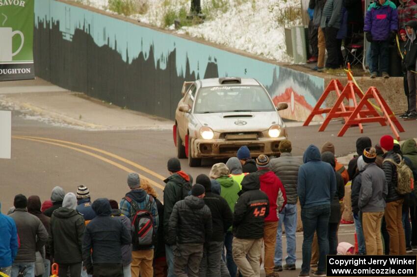 Rob Sackyta / Jacob Bryant Subaru WRX on SS15 (Lakeshore Drive).