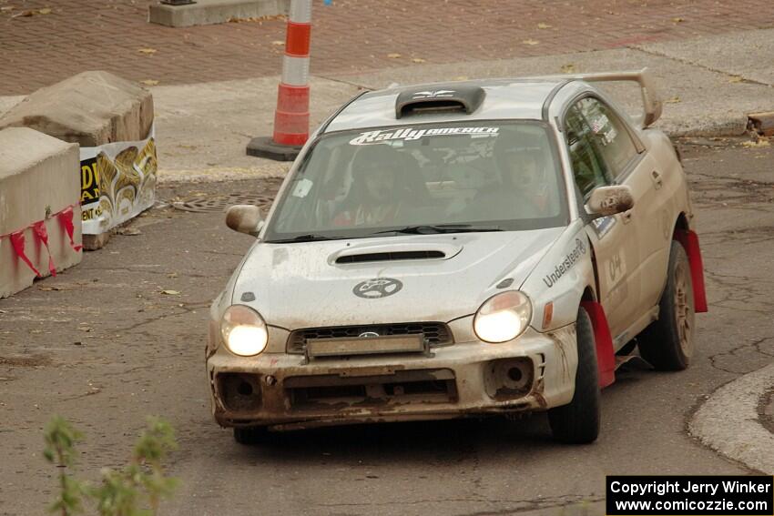 Rob Sackyta / Jacob Bryant Subaru WRX on SS15 (Lakeshore Drive).