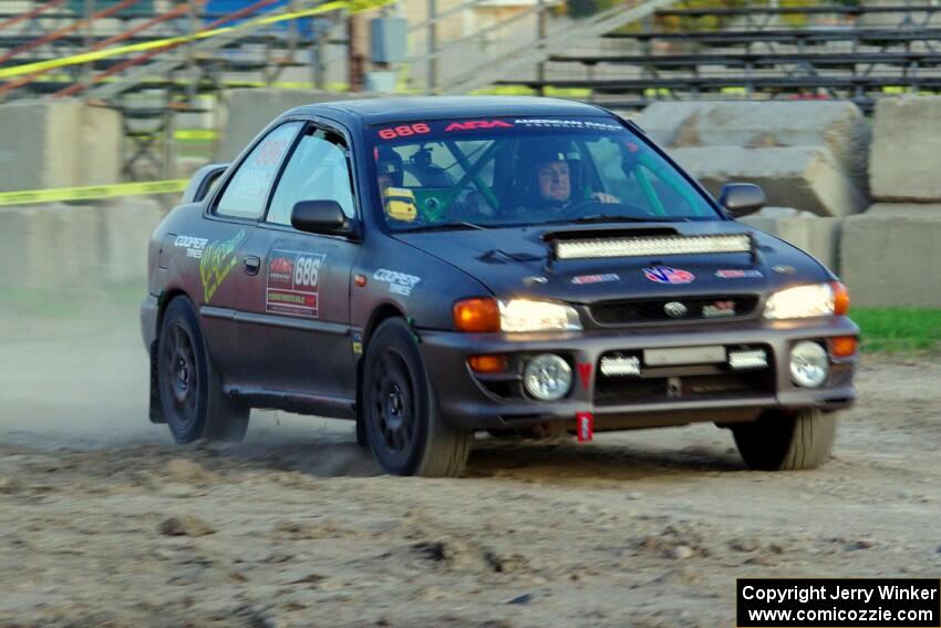 Jordan Locher / Tom Addison Subaru Impreza 2.5RS on SS1.