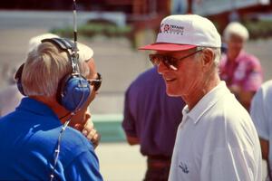 Gary Gerould interviews Paul Newman on pit lane.