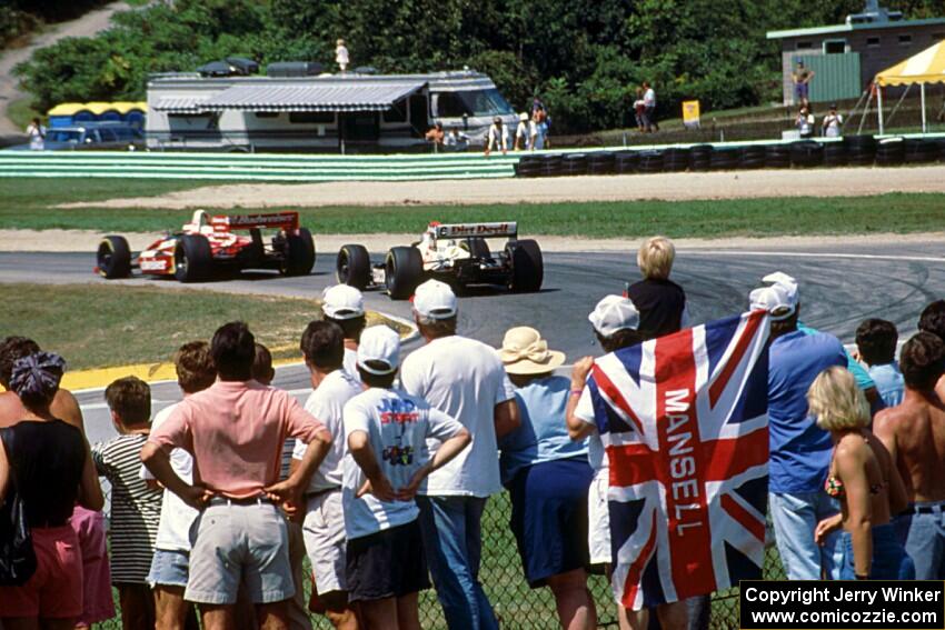 Roberto Guerrero's Lola T-93/07/Chevy and Mario Andretti's Lola T-93/06/Ford Cosworth XB